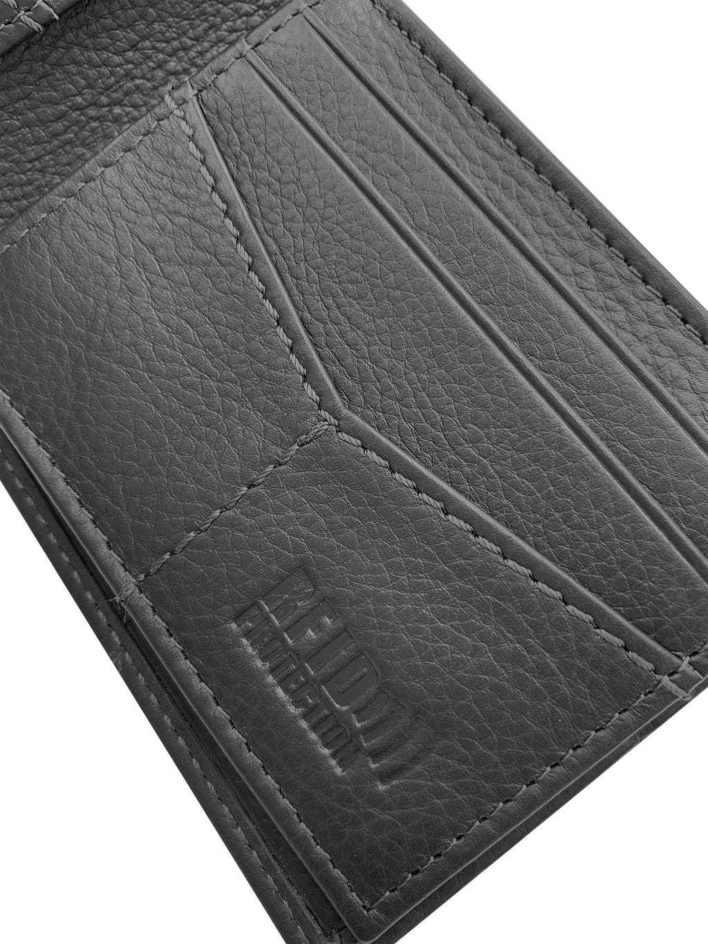 Men's Genuine Milled Leather Bifold Wallet with Wing, Black, RFID Protected - Image 4