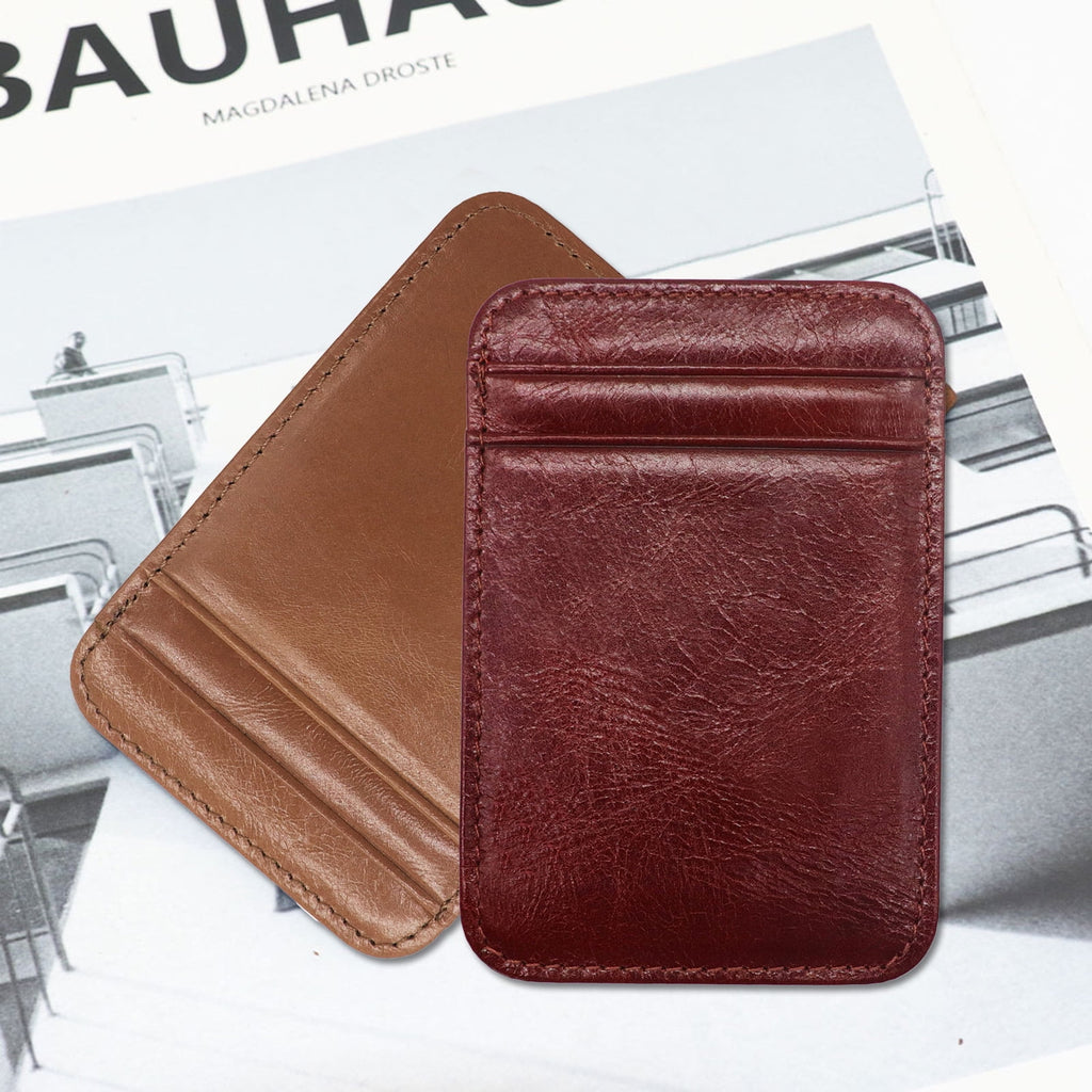 Card Holder Slim Small Wallet Faux Leather Solid Color Driver's License Credit Card Case Business Use Black - Image 4