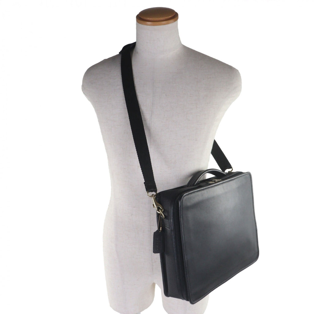 Pre-Owned COACH 0539 Leather Nylon 2-Way Business Bag, PC Case, Shoulder Briefcase, Black, Men's - Image 2