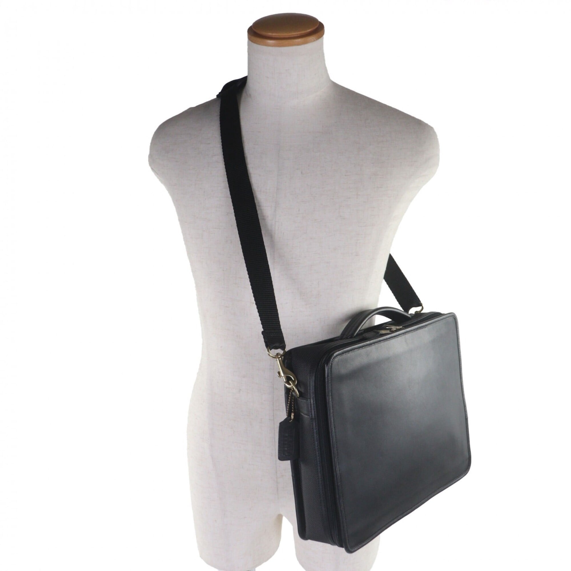 Pre-Owned COACH 0539 Leather Nylon 2-Way Business Bag, PC Case, Shoulder Briefcase, Black, Men's - Image 2