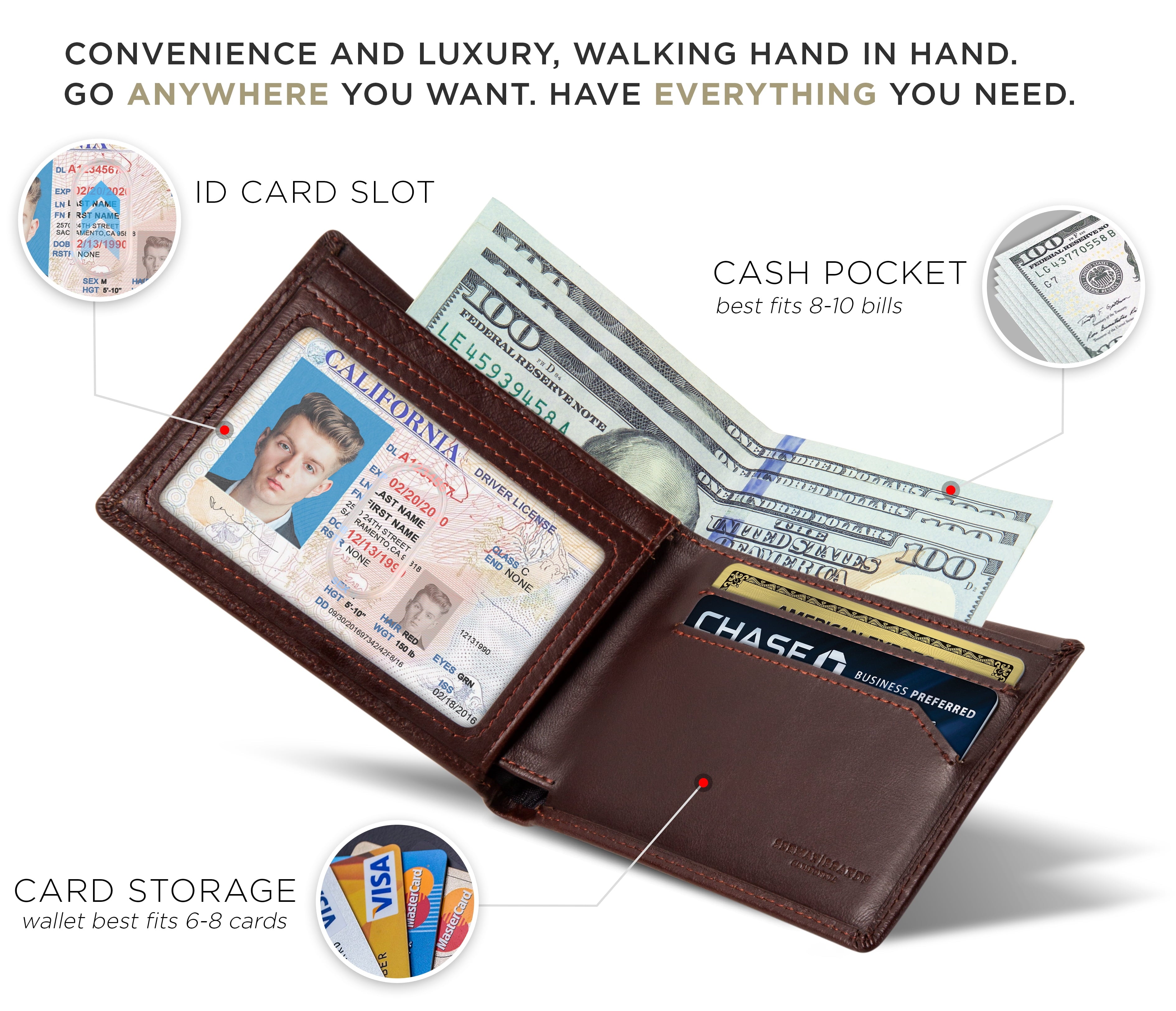 Mens Slim Bifold Wallet | RFID Blocking Minimalist | Front Pocket | Full Grain Leather Wallets for Men | Thin & Styli... - Image 5