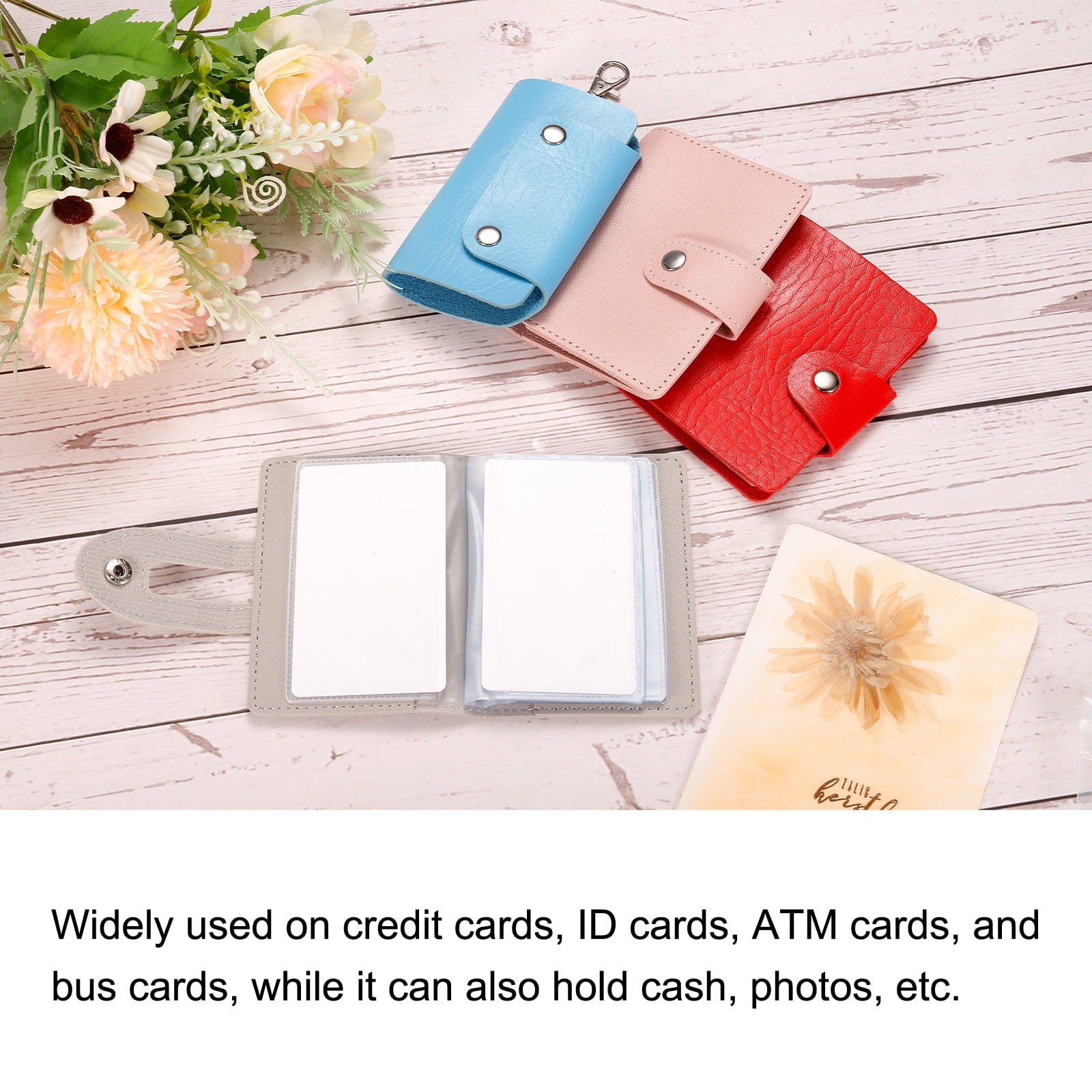 Credit Card Holder, 1 Pack Slim Wallet Leather Purse Business Cards Protector with 26 Card Slots, Pink - Image 5