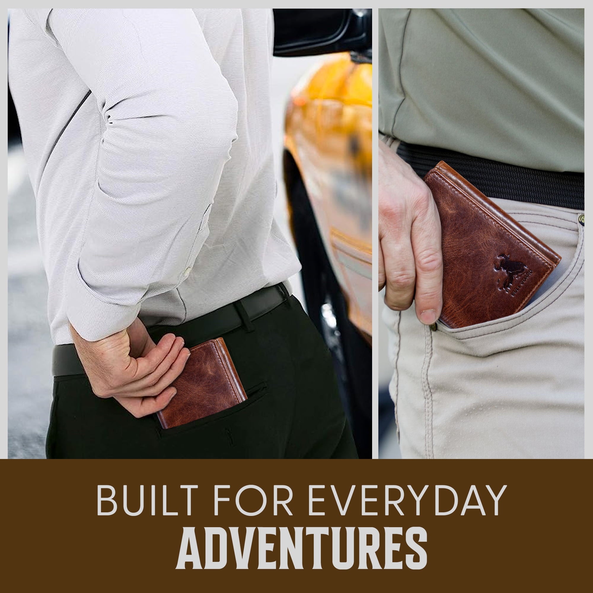 Best Leather Men's RFID Trifold Wallet with ID Great Outdoor Wallet Forest Brown - Image 3