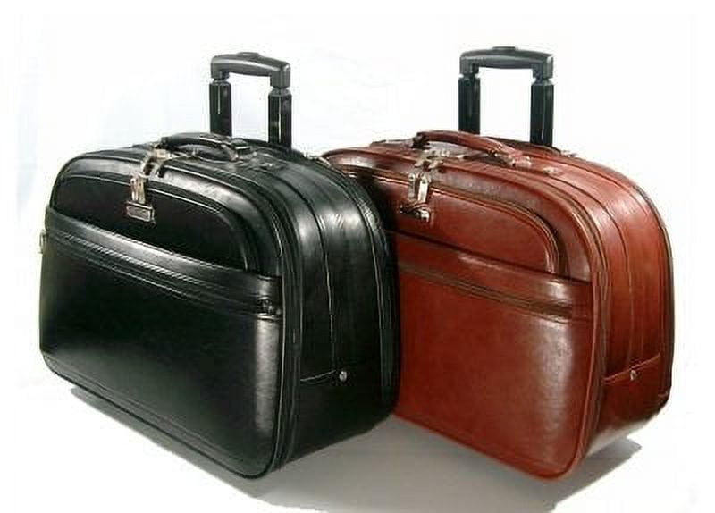 Genuine Leather 40" Rolling Briefcase Travel Luggage 15 Laptop Bag, Black Unisex, Adults, Dimension: 13.75" H x 21" W... - Image 3