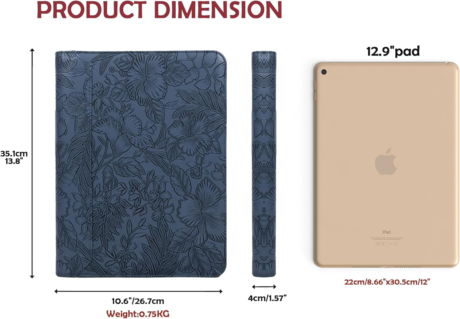 for Women,Zippered with 3 Ring Binder,Business Portfolio Organizer for Women with A4 Writing Pad Holder, Document Org... - Image 3