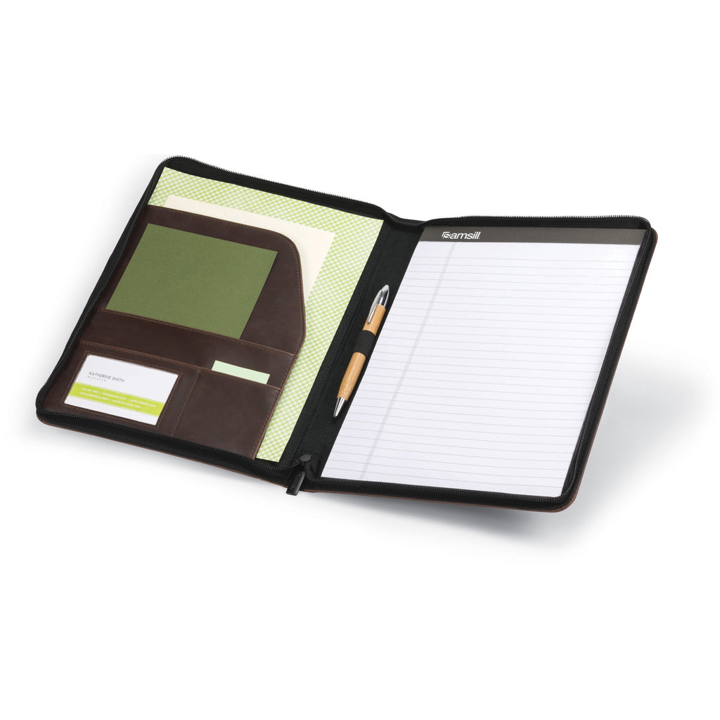 Samsill Vintage Hardback Zipper Padfolio, 8.5"x11" Writing Pad Included, Dark Brown - Image 3