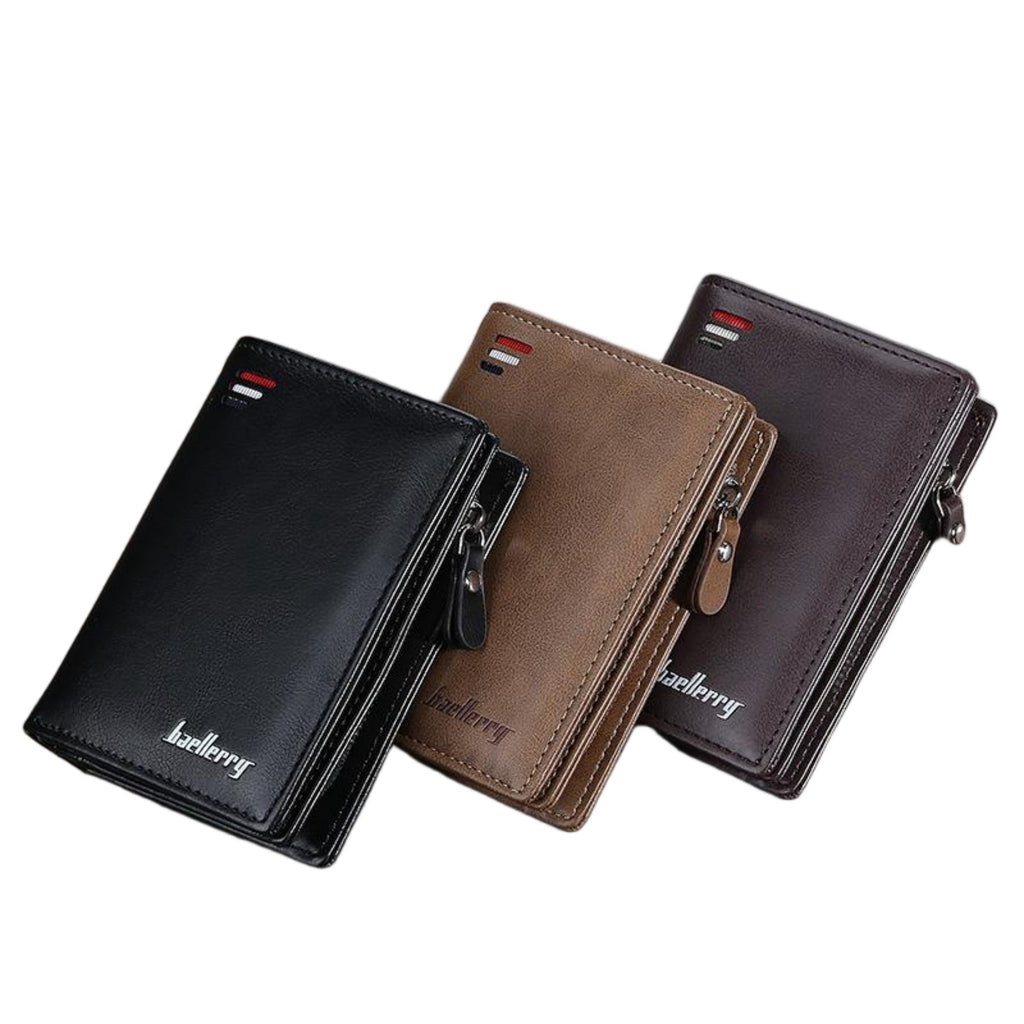 Men's PU Leather Bifold Wallet with Zipper Coin Pocket, 10 Card Slots, ID Window, Compact Business Clutch for Daily U... - Image 4