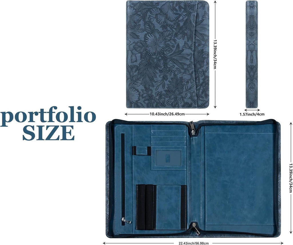 for Women, Professional Bussiness Portfolio Organizer with A4 Notepad Holder, Zippered Portfolio Binder Fits 13" Ipad... - Image 4