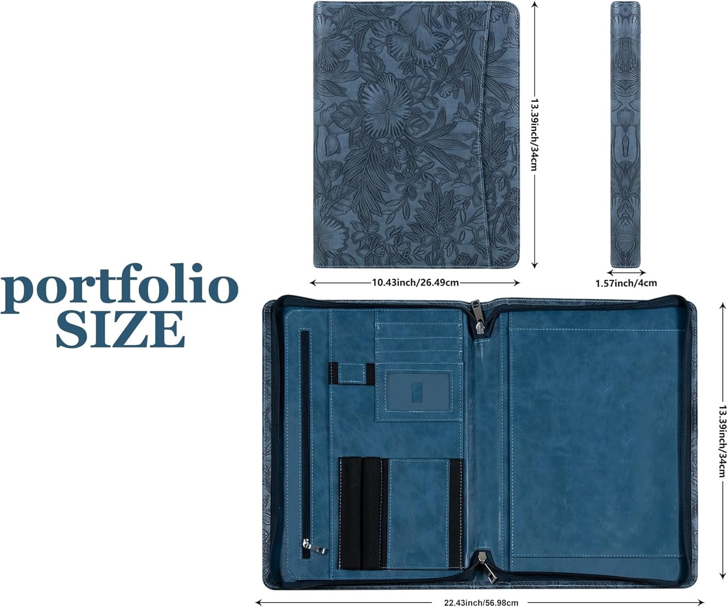for Women, Professional Bussiness Portfolio Organizer with A4 Notepad Holder, Zippered Portfolio Binder Fits 13" Ipad... - Image 4