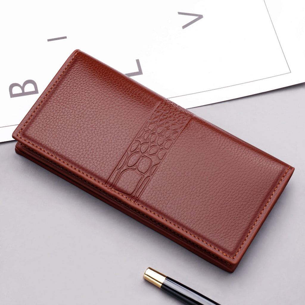 Men's Business Leather Wallet Slim Long Bifold Credit Card Holder Clutch Purse with RFID - Image 5