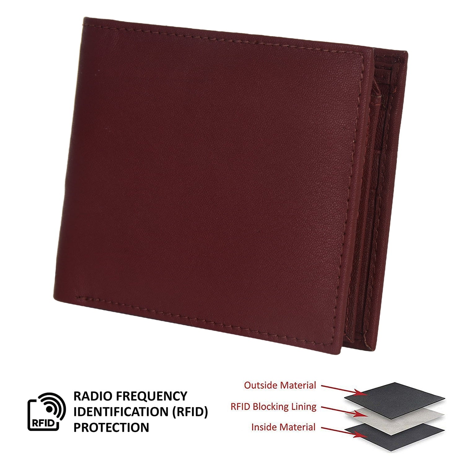 Genuine Leather Minimalist Bifold Wallets For Men RFID Blocking Slim Mens Wallet - Image 6