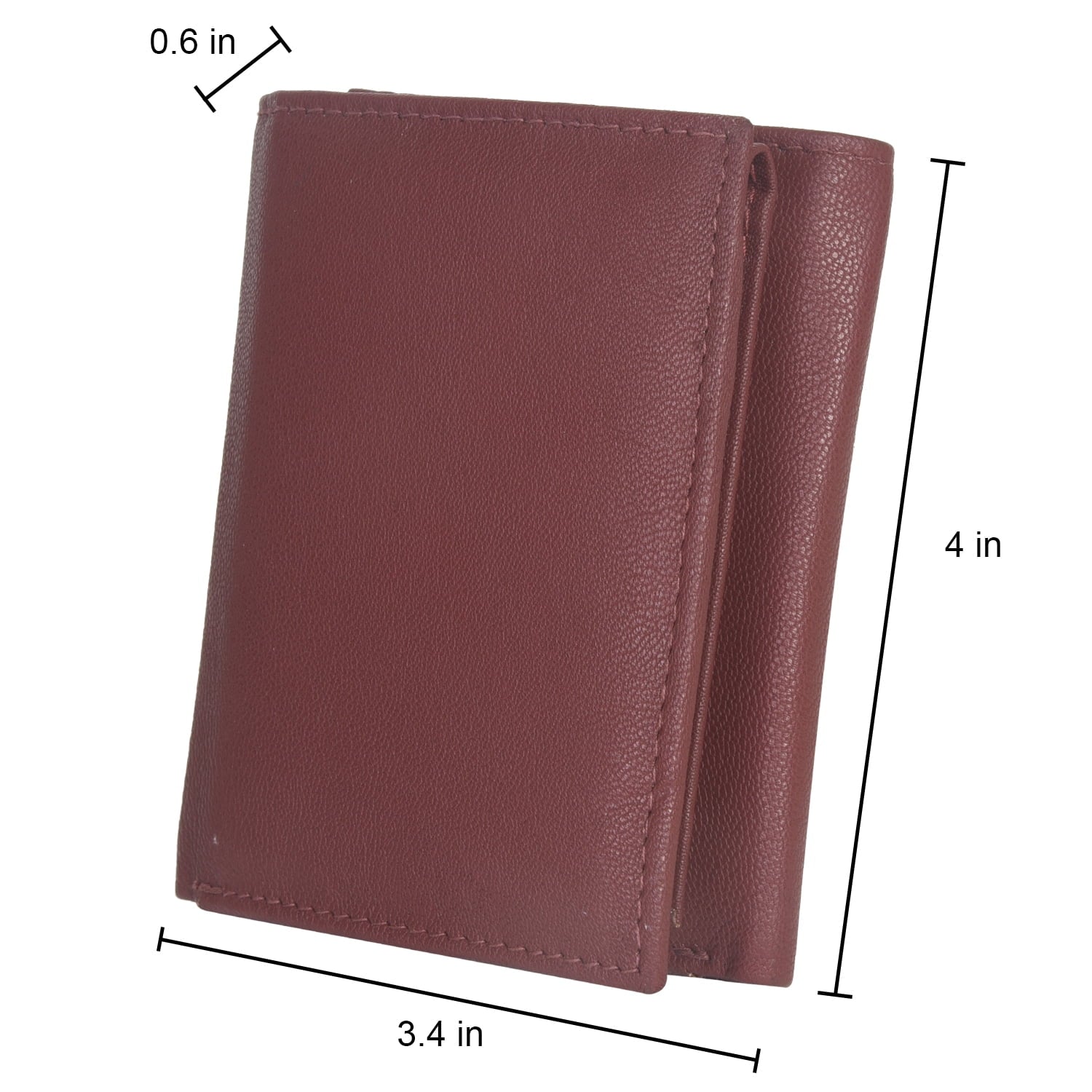 Mens Flap Up ID Trifold Genuine Leather Wallet, Brown - Image 4