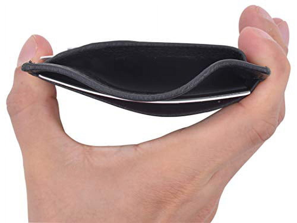 Men's Minimalist Slim Thin Front Pocket Credit Card ID Holder Leather Wallet - Image 5