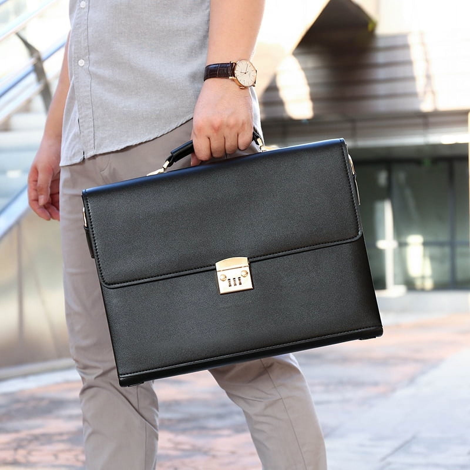 for Men Leather Portfolio Large Capacity Office Computer Bag - Image 2