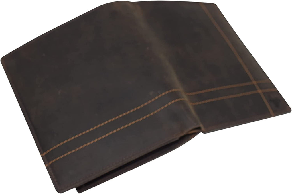 Men's Hipster Bifold RFID Blocking Vintage Leather Multi-Card ID Holder European Wallet for Men Brown Logo - Image 5