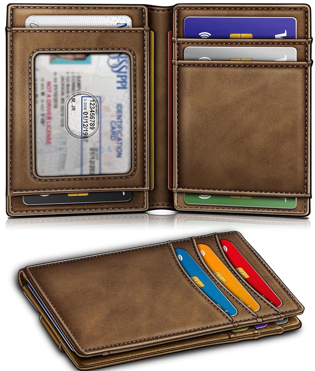 Wallet for Men, Slim Leather Magnetic Closure Mens Wallet with RFID Blocking,ID Windows,Bifold Minimalist Credit Card... - Image 5