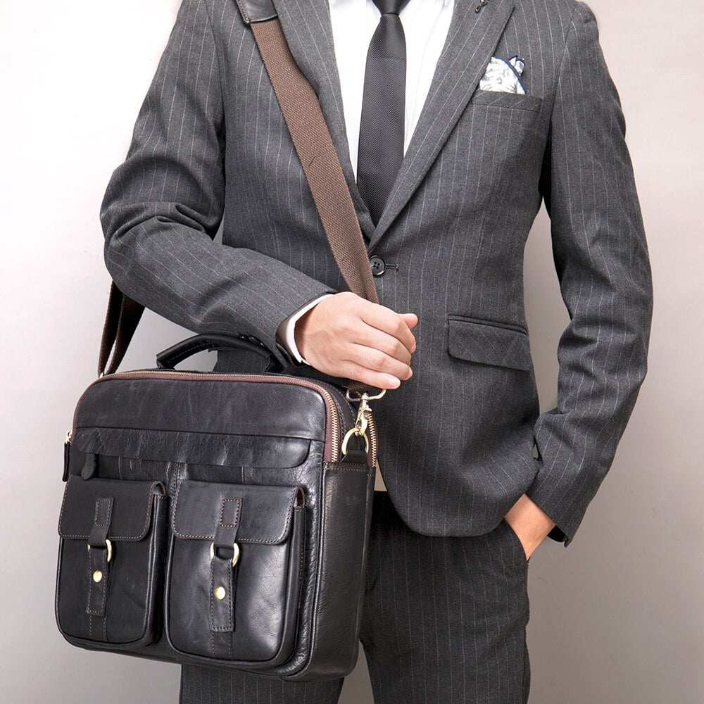 Men's Shoulder Bag Genuine Leather Men's Designer Bag Handbag for Men Briefcase Fit 14inch Laptop Messenger Bags Men'... - Image 6