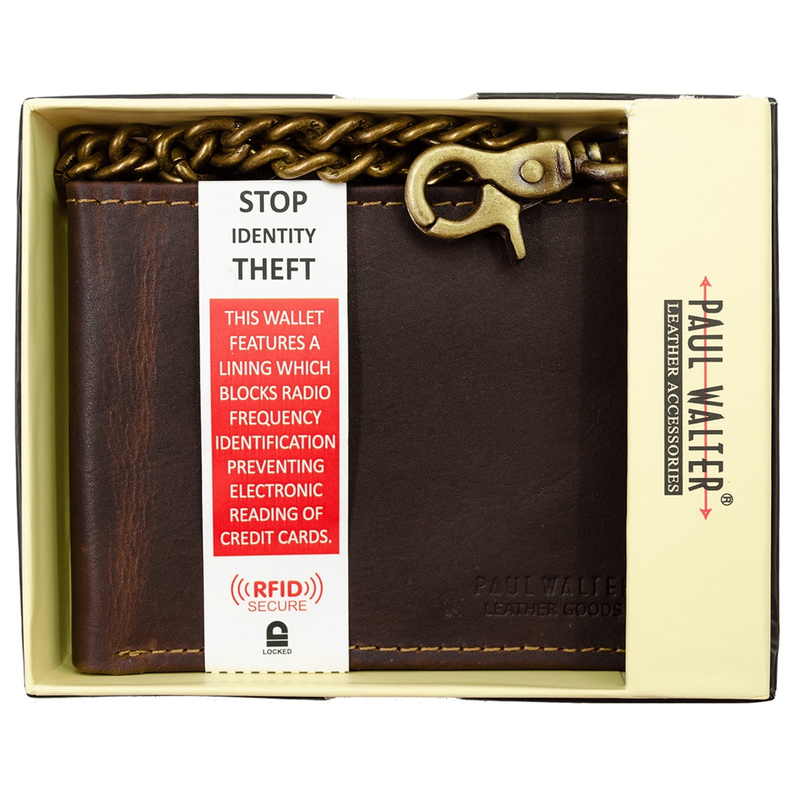 Men Biker Long Chain Trifold Wallet in Vintage Hunter Leather - Image 6