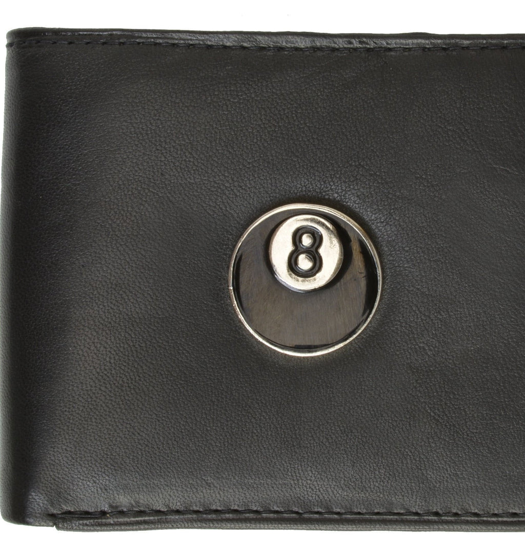 8 Ball Design Mens Genuine Leather Bifold Wallet 1146-7 (C)