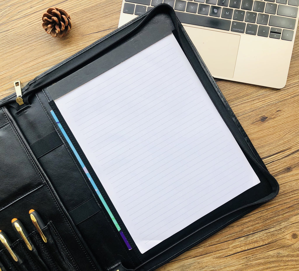 Genuine Leather Portfolio, Zippered Padfolio for Men, Leather Binder for Letter Size Notepad, Portfolio for Women, Business Organizer A4 Doc - Image 6