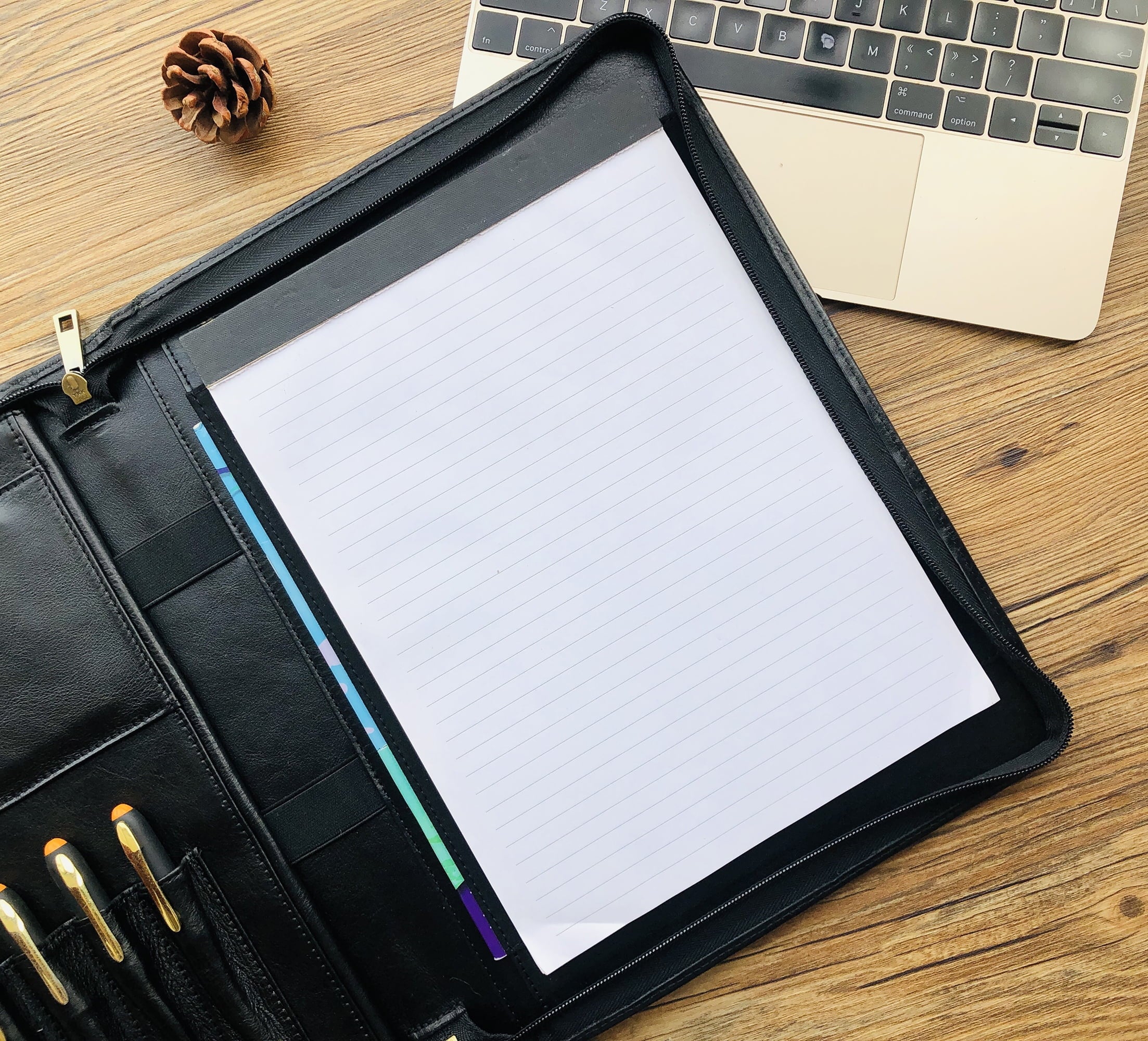 Genuine Leather Portfolio, Zippered Padfolio for Men, Leather Binder for Letter Size Notepad, Portfolio for Women, Business Organizer A4 Doc - Image 6