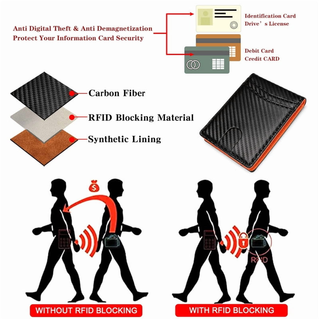 Wallet for Men Bifold RFID Blocking Front Pockets Wallet Credit Card Holder Minimalist Leather Money Clip Mens Wallet... - Image 5