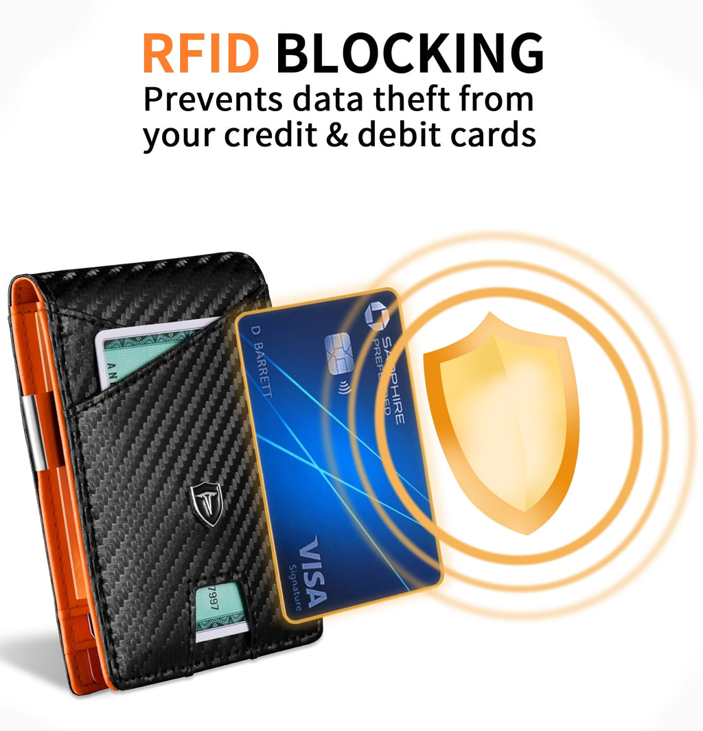 Men Slim Wallet Money Clip: Gifts for Men Genuine Leather Minimalist Bifold Front Pocket Wallets, 12 Slots Rfid Block... - Image 4