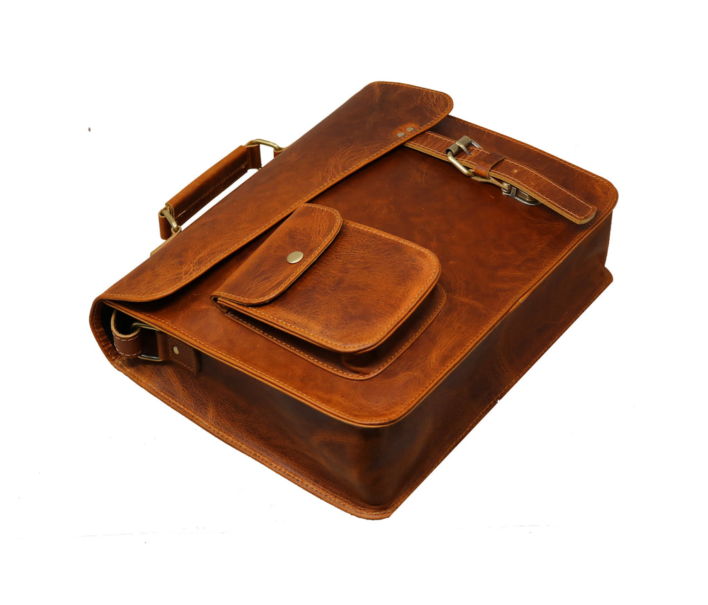 13" Leather Messenger Bag Satchel Padded Laptop Briefcase Men Women Cross Body Shoulder Travel Work Man Purse Bag Bir... - Image 2
