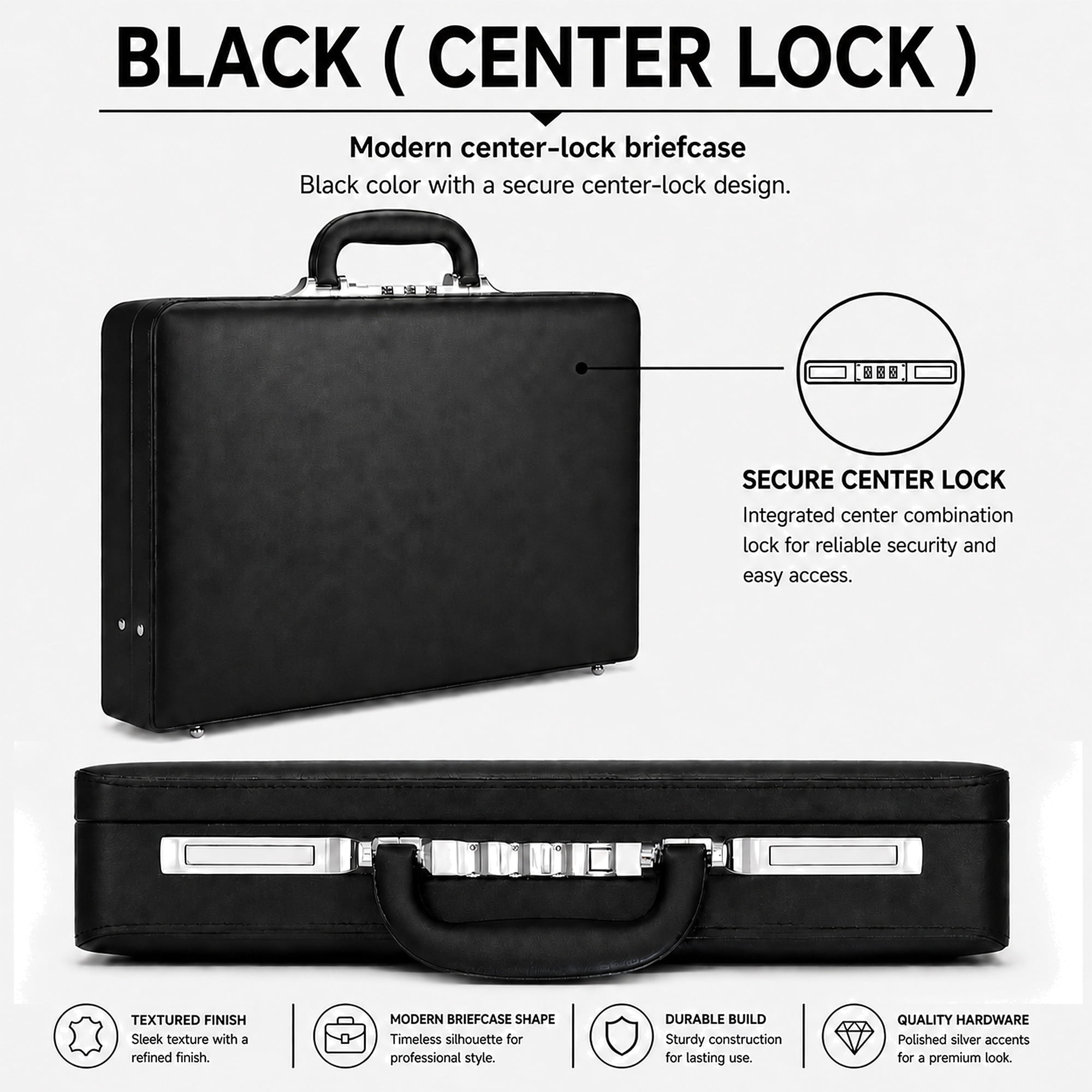 for Men, Professional Leather Briefcase with Lock, Hard Shell Business Brief Case, Attache Case for 15.6" Laptop, Men... - Image 2