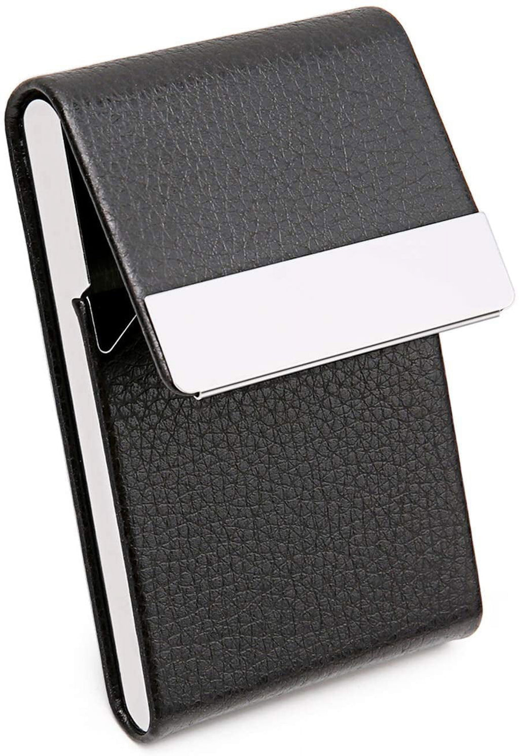 PU Leather Business Card Holder Case, Slim Metal Pocket Card Holder with Magnetic Closure - Image 4
