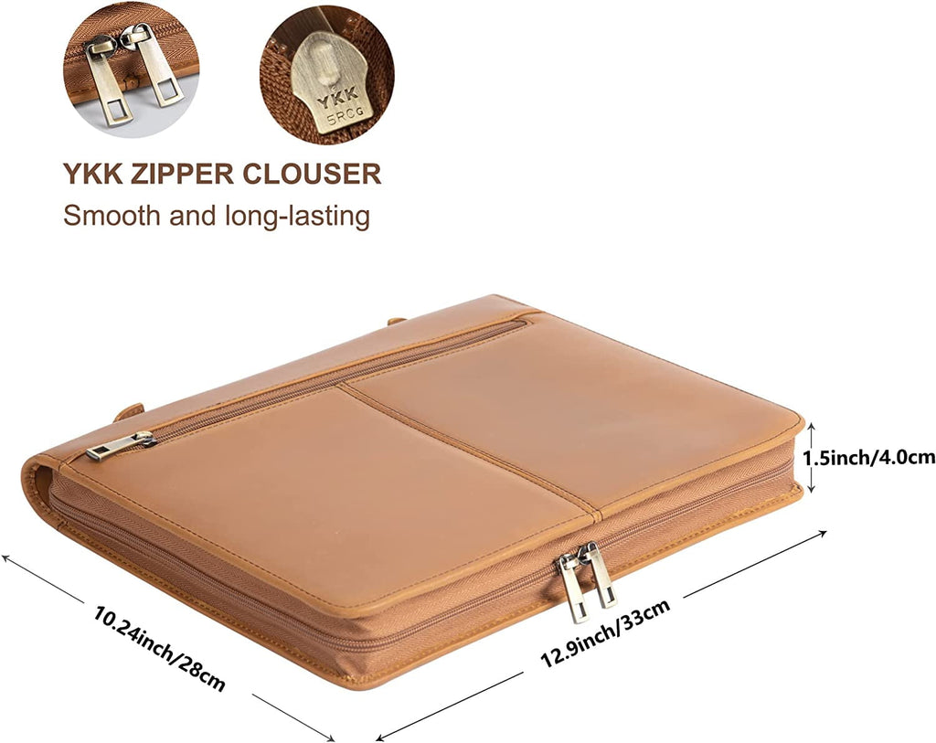 Genuine Leather Portfolio for iPad Pro 2.9 (2018&2020&2021),Crazy Horse Leather Folder with Notepad Holder,Zippered W... - Image 2