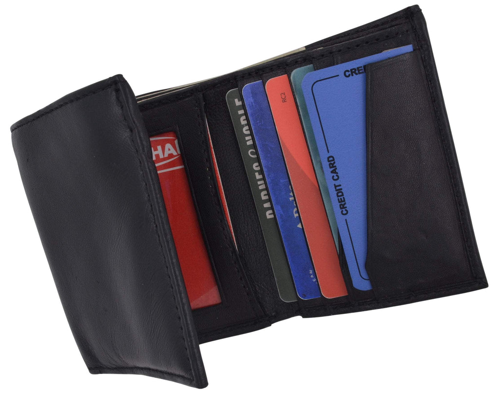 Mens Soft Leather Trifold Wallet with Vertical Card Slots and ID Window 1855 - Image 6