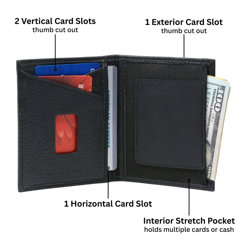 Men RFID Leather Wallet Slim Front Pocket Wallet Business Card Case - Image 2
