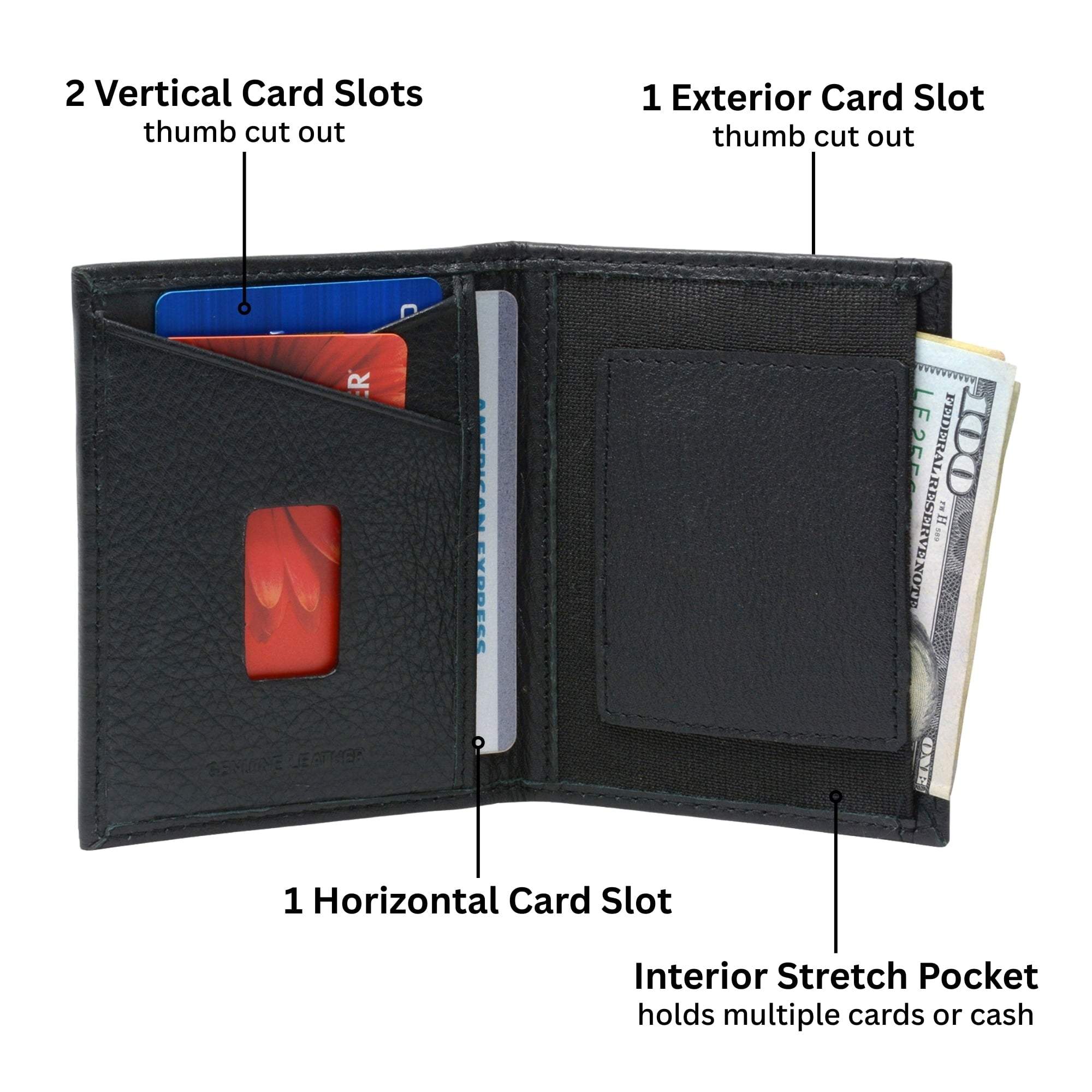 Men RFID Leather Wallet Slim Front Pocket Wallet Business Card Case - Image 2