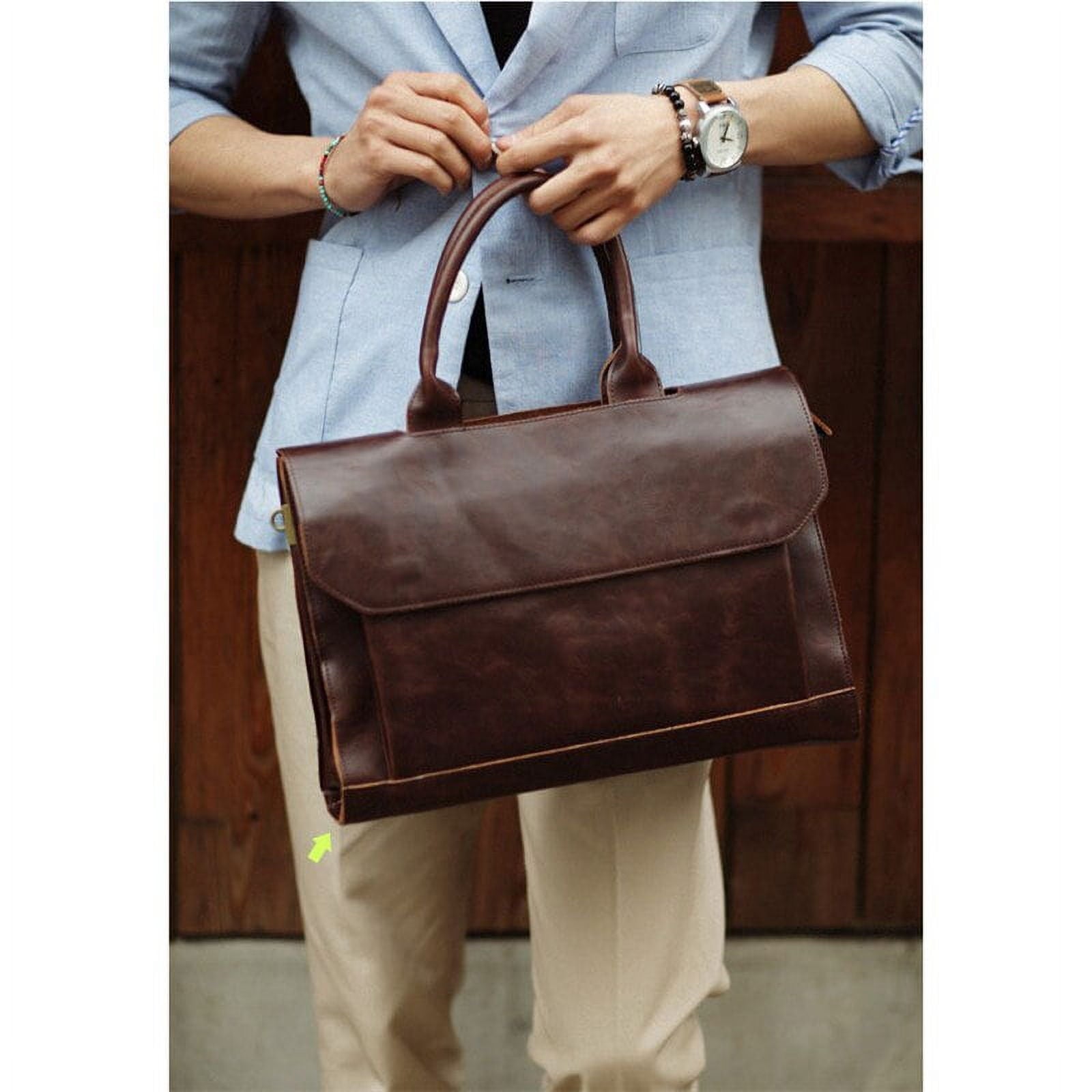 Retro Men's Briefcase Crazy Horse Leather Laptop Handbag Business Men Messenger Bags Leather Laptop travel Bag aktent... - Image 6