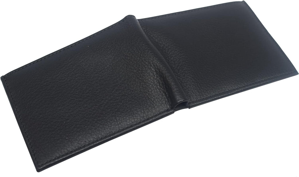 Mens Soft Genuine Leather Slim ID Bifold Wallet 60 (C) Black - Image 5