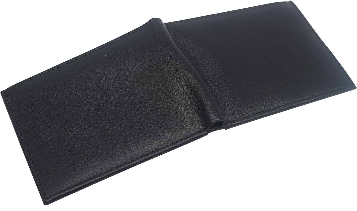 Mens Soft Genuine Leather Slim ID Bifold Wallet 60 (C) Black - Image 5