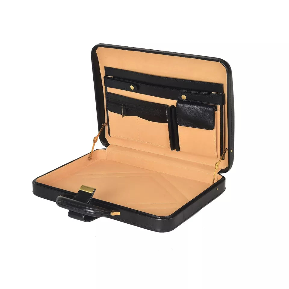 Premium Look Genuine Leather Attache Briefcase for Mens Office Handbag 14 Inch Laptop Case - Image 6