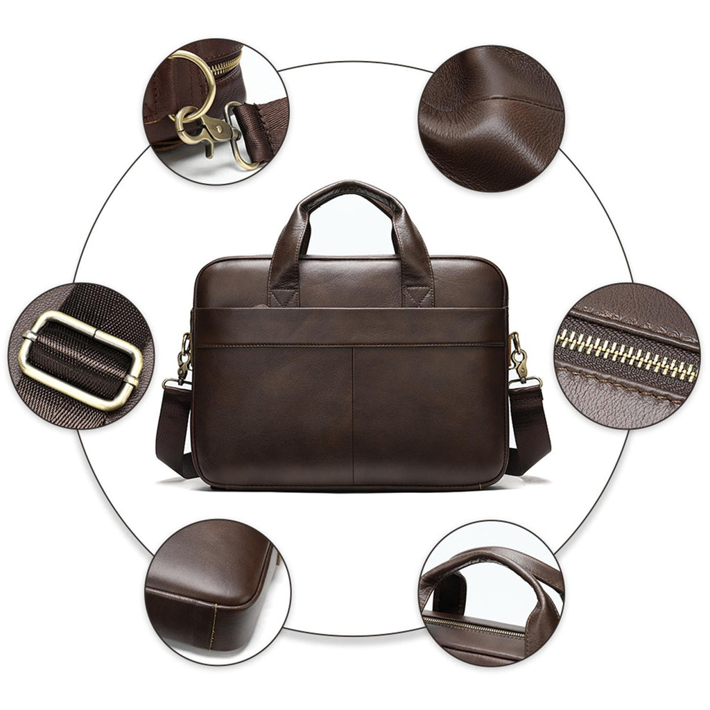 Briefcases for Men Business Leather Bag Leather Briefcase for Men for School Brown - Image 3
