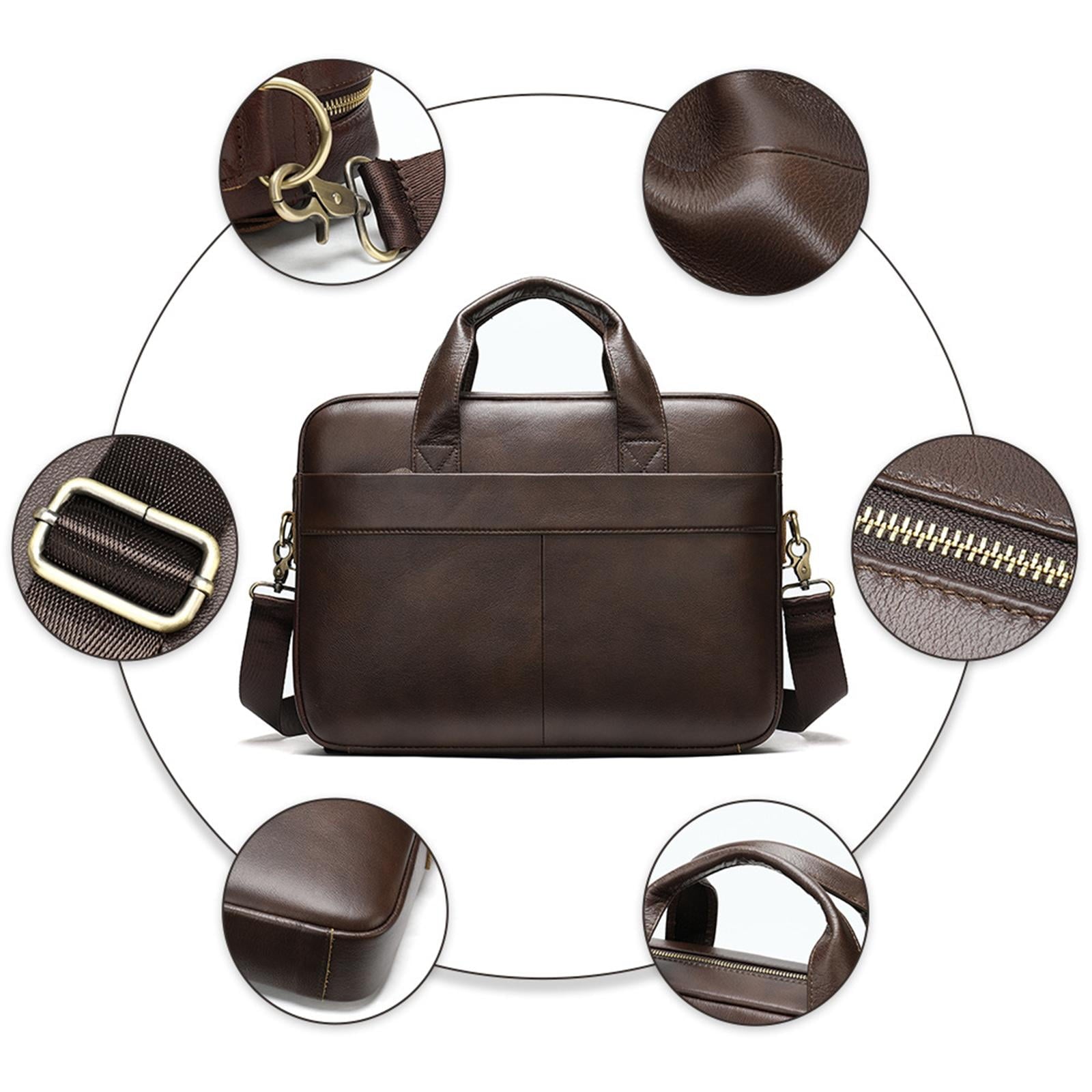 Briefcases for Men Business Leather Bag Leather Briefcase for Men for School Brown - Image 3