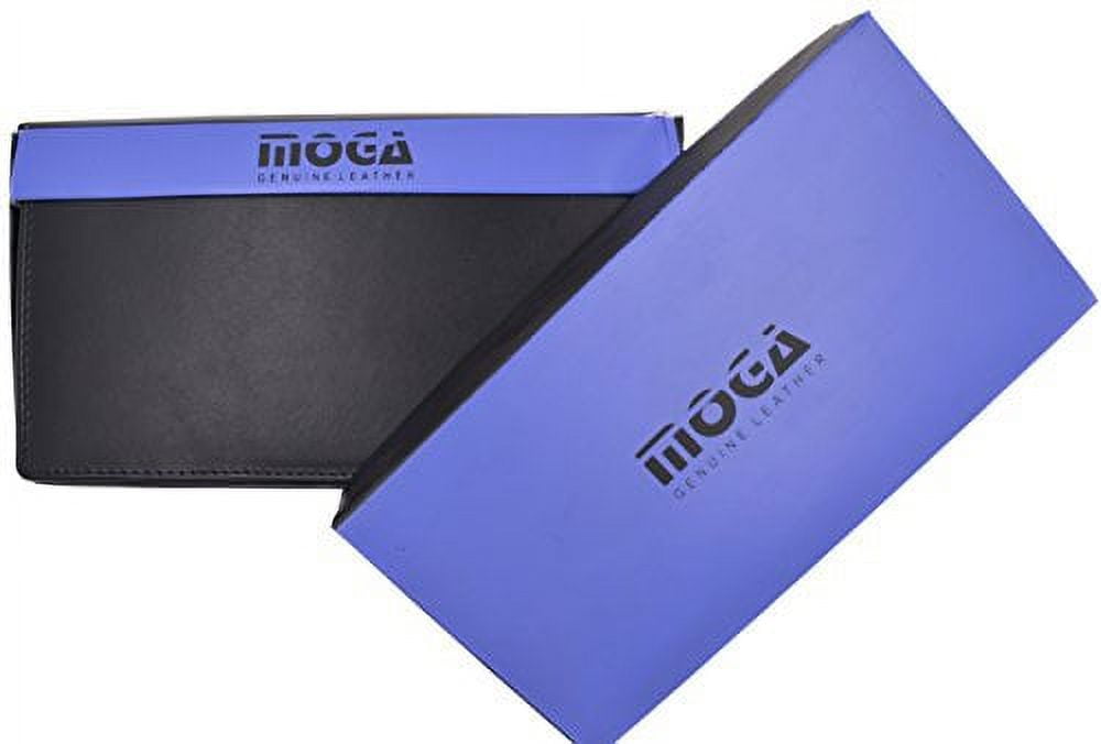 Moga Genuine Leather Men's Deluxe Bifold Multi Credit Card Case ID Wallet (Black) - Image 2