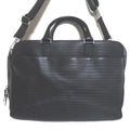 Pre-Owned Leather Briefcase Business Bag with PC Pocket, Black, Men's