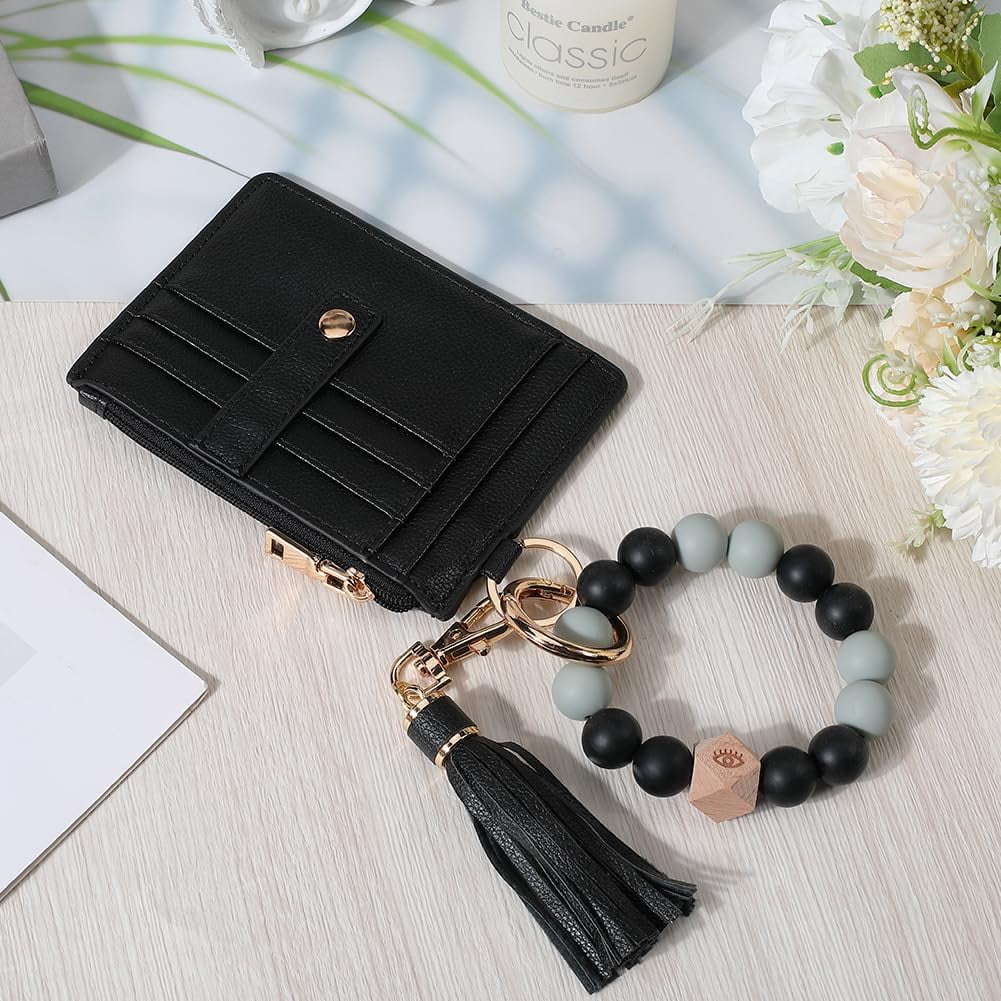 1pc Wristlet Bracelet Keychain Wallet for Women Small Leather Coin Purse Mini Change Pouch Credit Card Holder Purse S... - Image 4