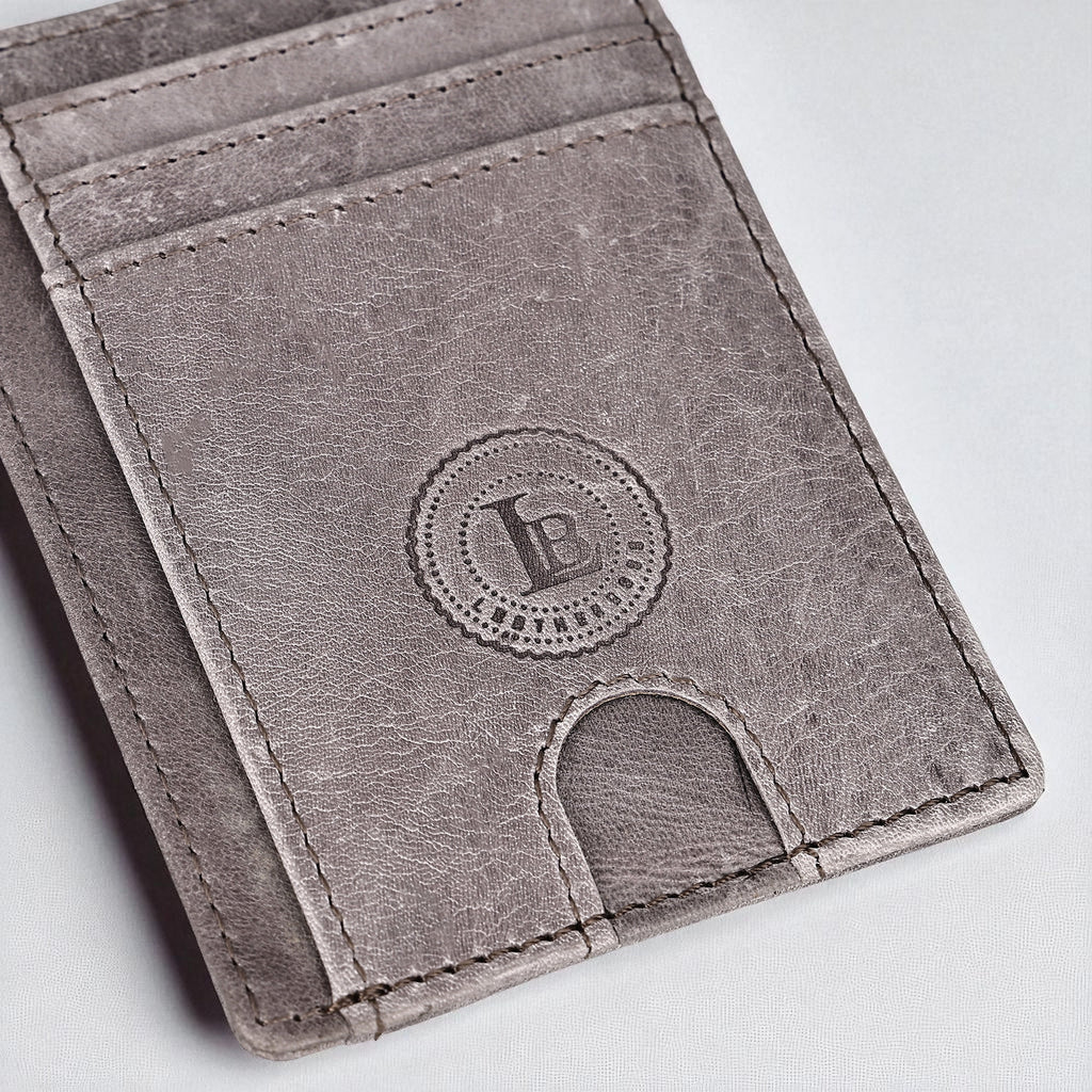 Genuine Leather Slim Wallet for Men & Women | Card Holder with Cash Compartment, ID Window & RFID Blocking Grey - Image 3