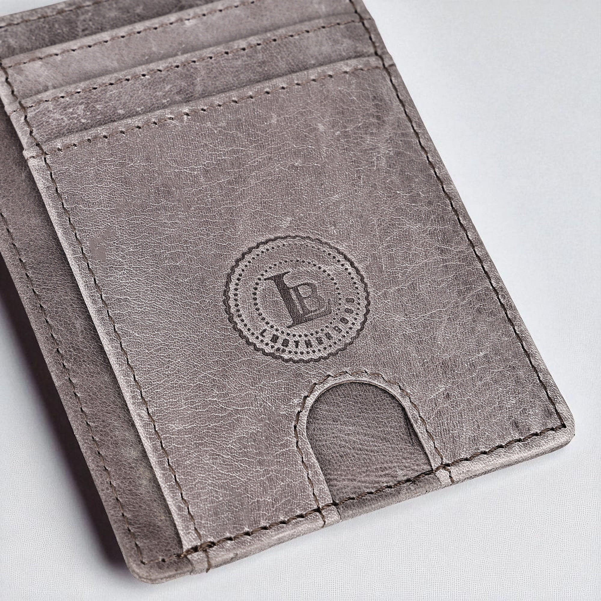 Genuine Leather Slim Wallet for Men & Women | Card Holder with Cash Compartment, ID Window & RFID Blocking Grey - Image 3