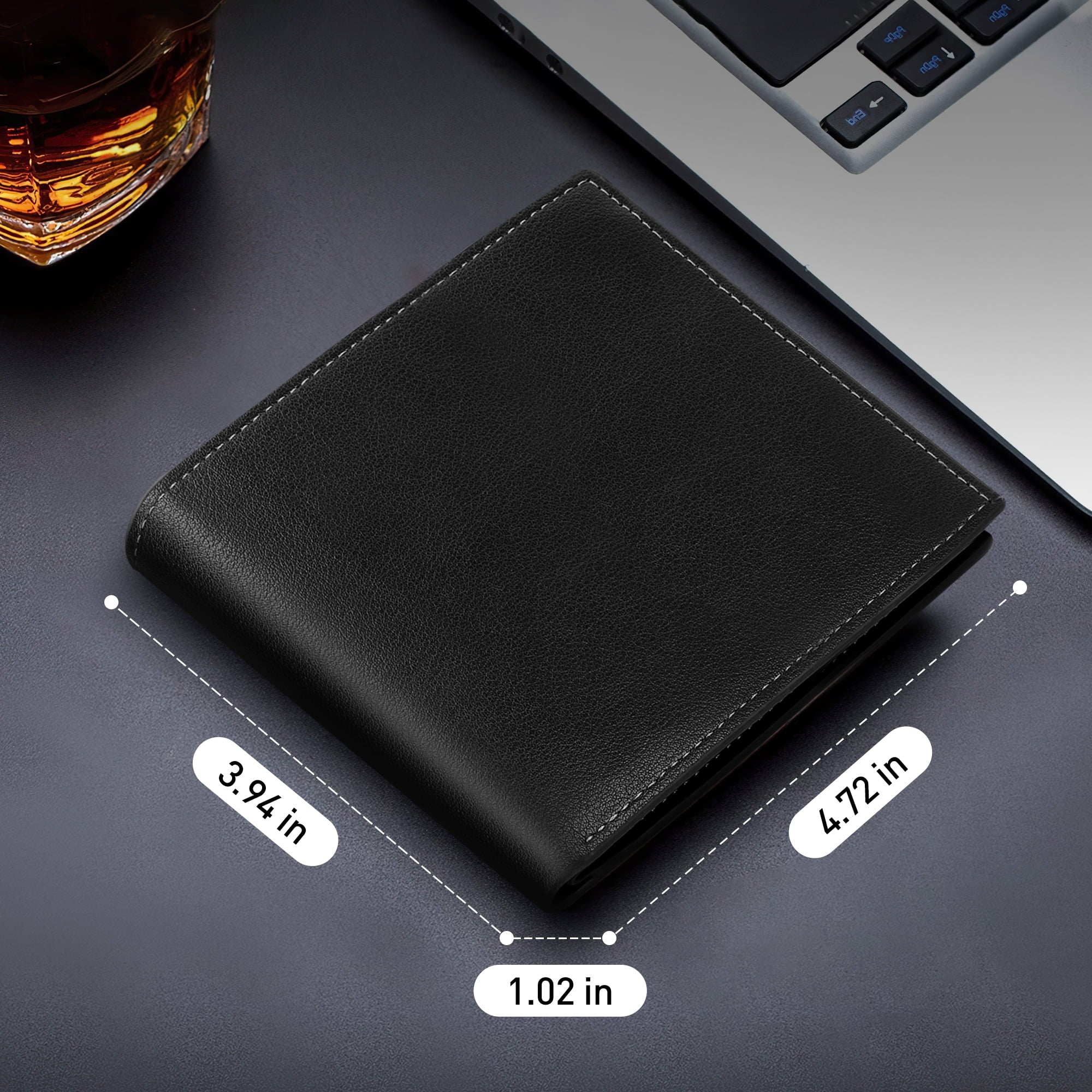 Wallet for Men, Genuine Leather Wallet for Men, RFID Blocking Bifold Stylish Wallet With 1 ID Window, 9 Card Holder &... - Image 4