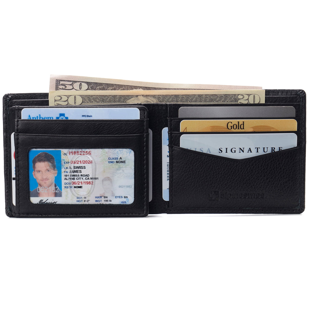 Mens Wallet for Men RFID Protected Leather Mens Wallet Spencer Bifold Divided Bill Section Gift Box 2 ID Windows 14 C... - Image 5