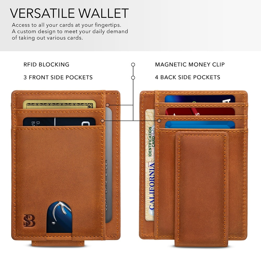 Front Pocket Wallet | Money Clip Magnetic | Bifold Minimalist RFID | Leather Wallets for Men | Slim Credit Card Walle... - Image 6