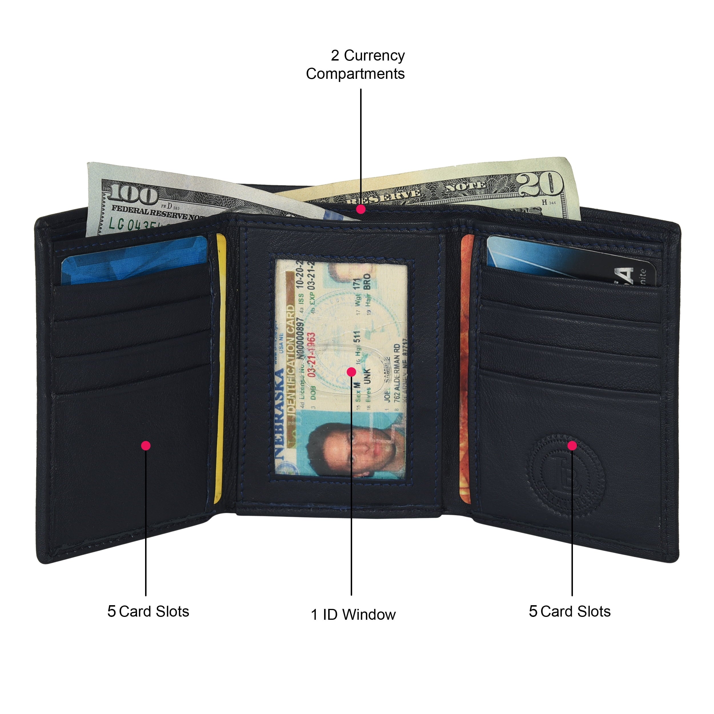 Genuine Leather Slim Trifold Wallets For Men - Mens Wallet RFID Blocking Holiday Gifts For Men - Image 4