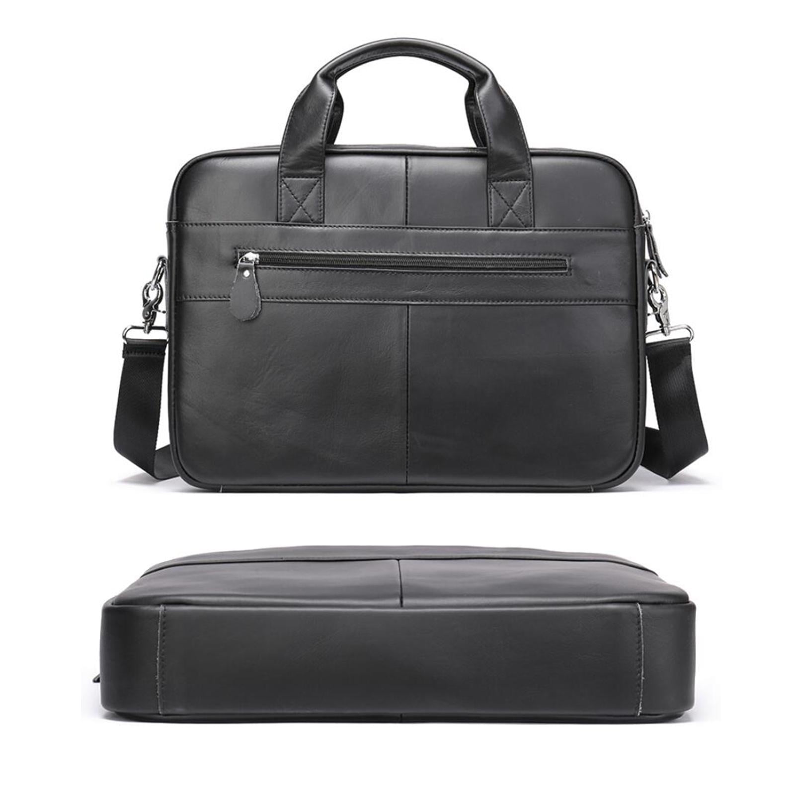 Briefcases for Men Expandable Pocket Messenger Leather Vintage Briefcase Mens Messenger Bag Leather Bag for Computer Travel Office Men Black - Image 4